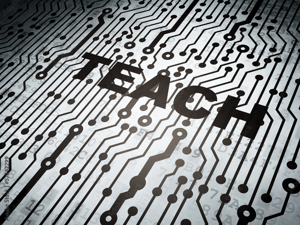 Fototapeta premium Education concept: circuit board with Teach