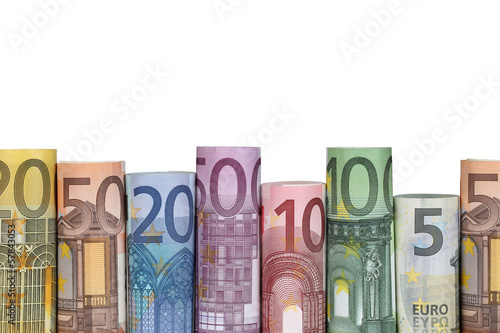Euro Scheine in einer Reihe