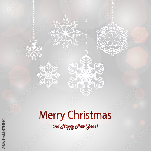Christmas background with white snowflakes