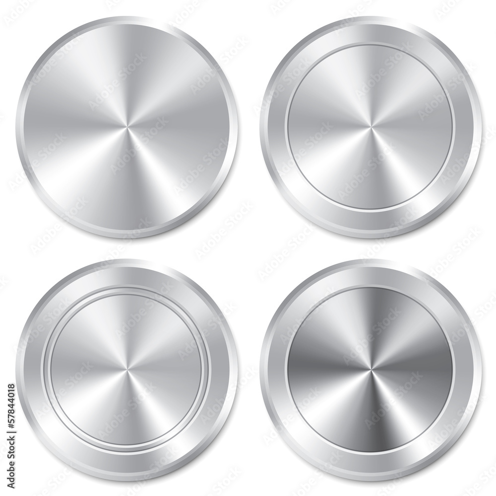 Metallic buttons template set. Realistic icons. Metallic buttons template set. Realistic icons.