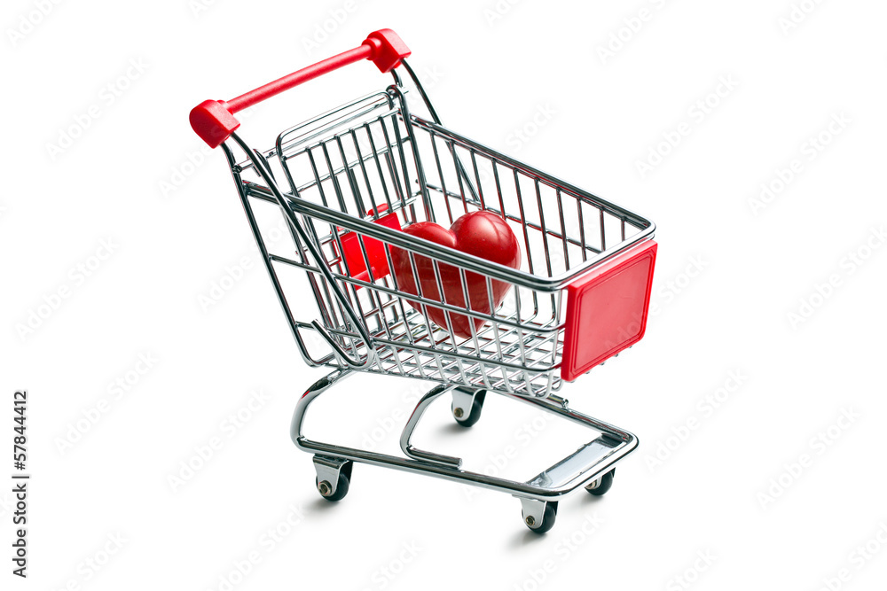 shopping cart with stone heart shopping cart with stone heart