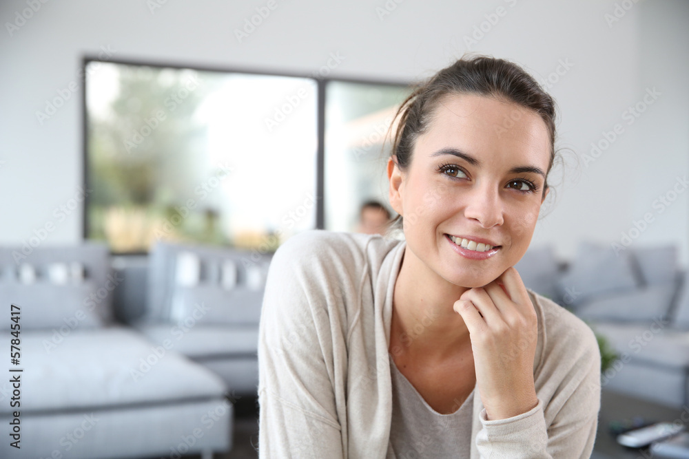 Portrait of beautiful woman relaxing at home
