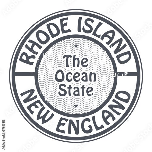 Grunge rubber stamp with name of Rhode Island, New England