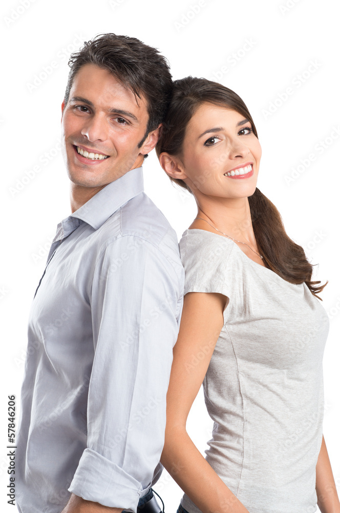 Happy Young Couple Shoulder to Shoulder Happy Young Couple Shoulder to Shoulder
