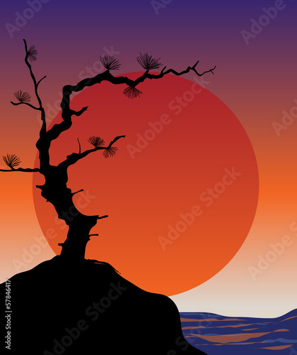 Abstract japanese background - sunset.