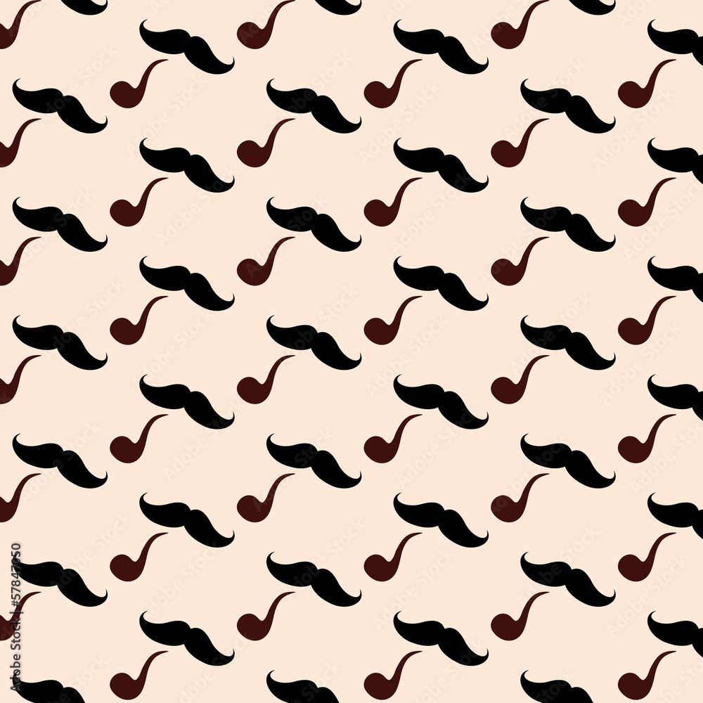 Hipster Mustache With Pipe Seamless Pattern