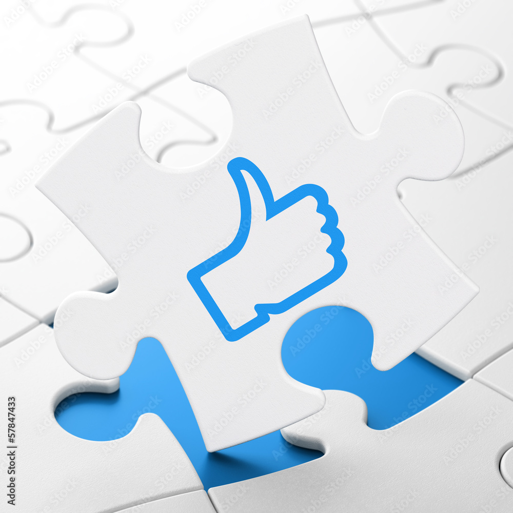 Social network concept: Like on puzzle background Social network concept: Like on puzzle background