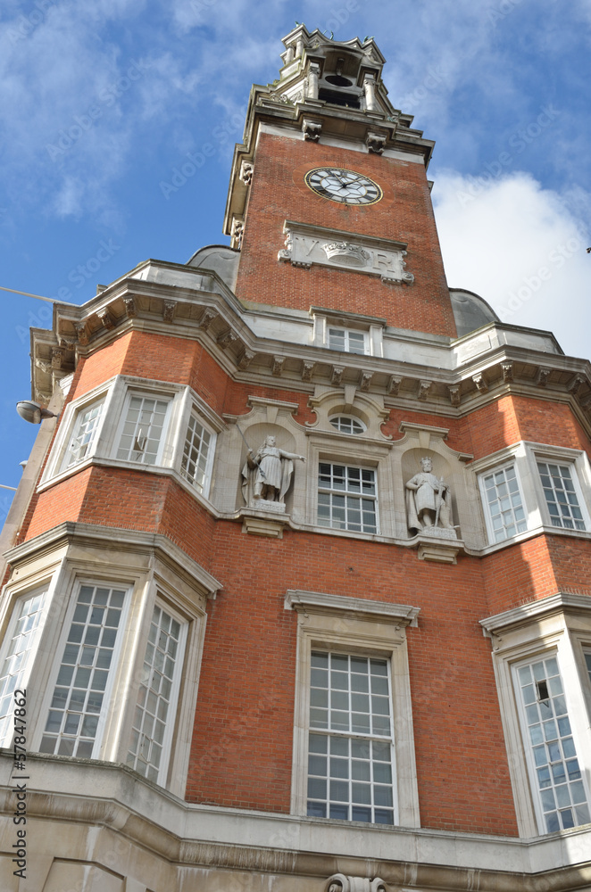 Looking up at Colchester Town Hall