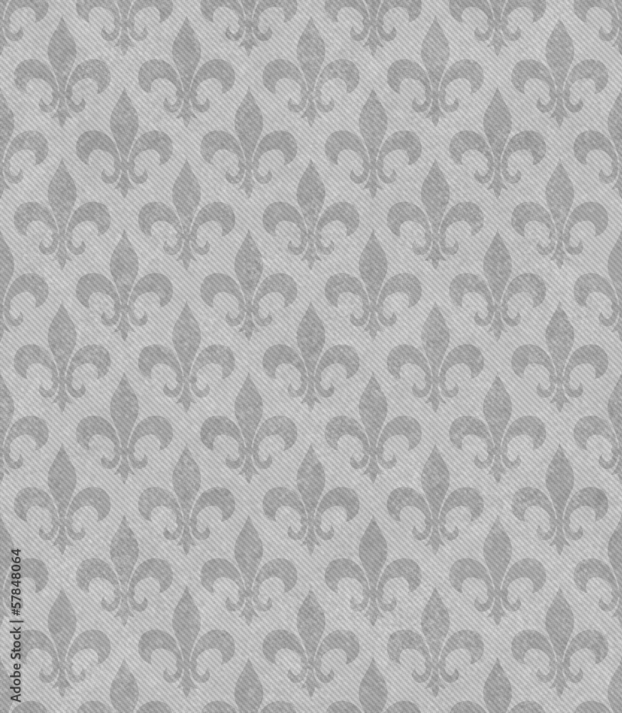 Gray Fleur De Lis Textured Fabric Background - obrazy, fototapety, plakaty 