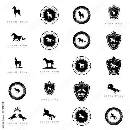 Horse Icons Set - Isolated On White Background