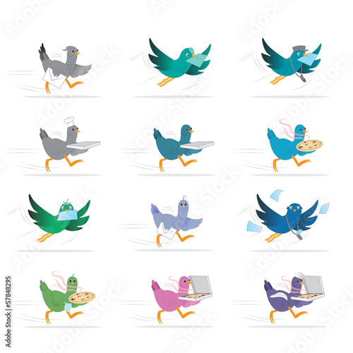 Bird Courier / Pizza And Letter Delivery - Isolated On White