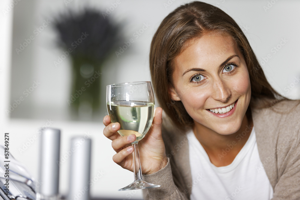 Woman enjoying a glass of wine Woman enjoying a glass of wine