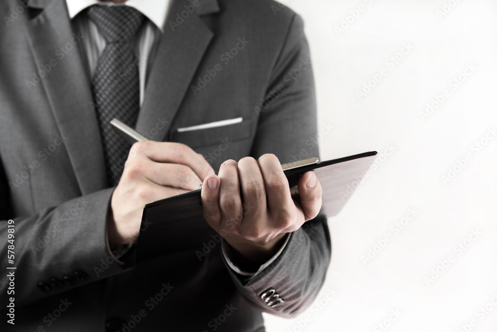 Accounting.Business records in the men's hands Accounting.Business records in the men's hands