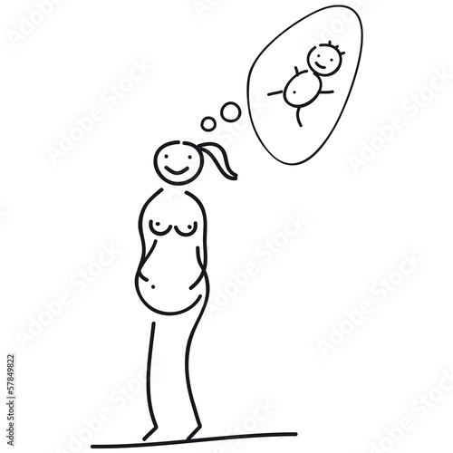 Gedanken zur Schwangerschaft - Schwangere Frau und Baby, Junge oder Mädchen, Vorbereitung der Geburt