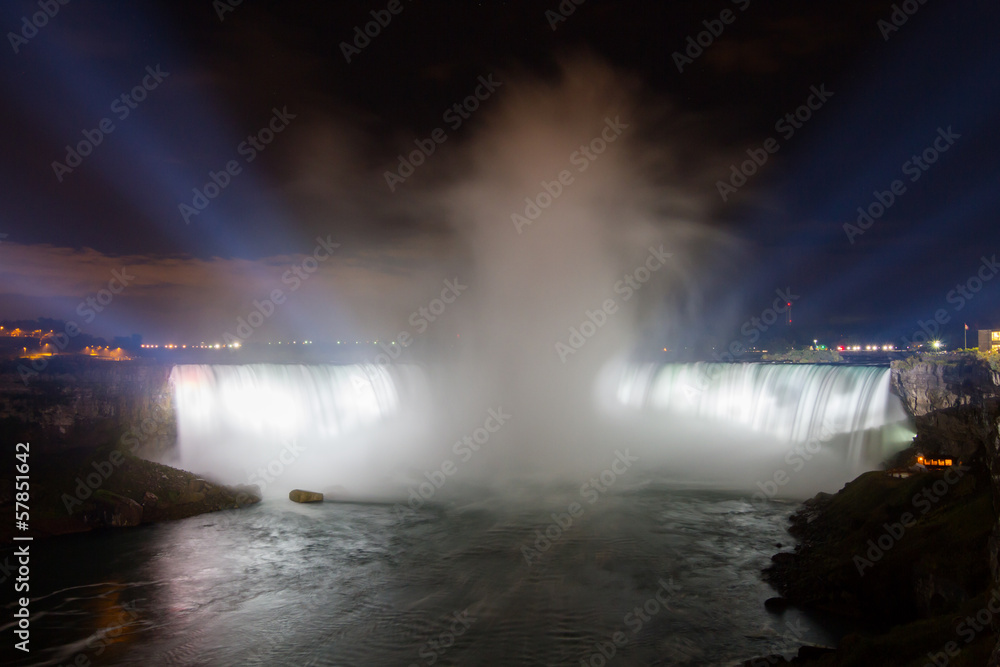 Niagara Falls light show at night