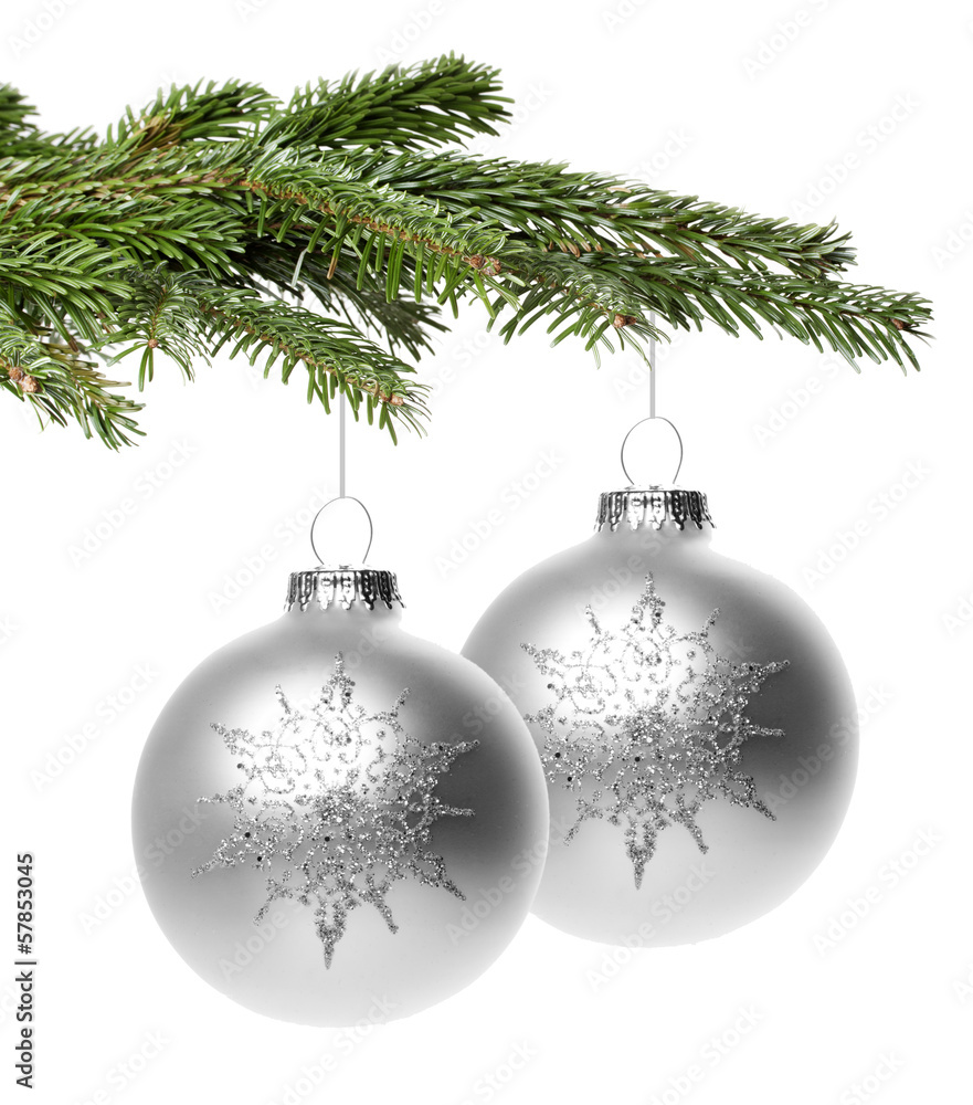 Silberne Weihnachtskugeln mit Muster Silberne Weihnachtskugeln mit Muster