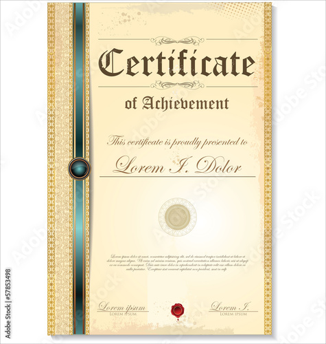 Certificate or diploma template, vector illustration