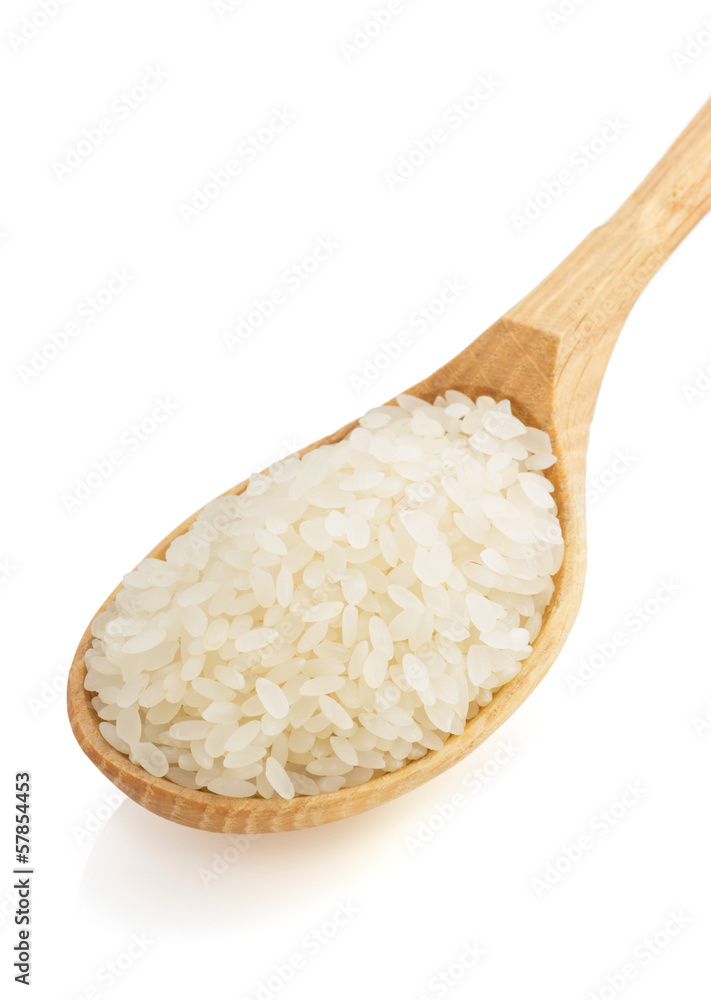 rice in spoon on white background rice in spoon on white background