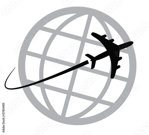 Airplane icon around the world