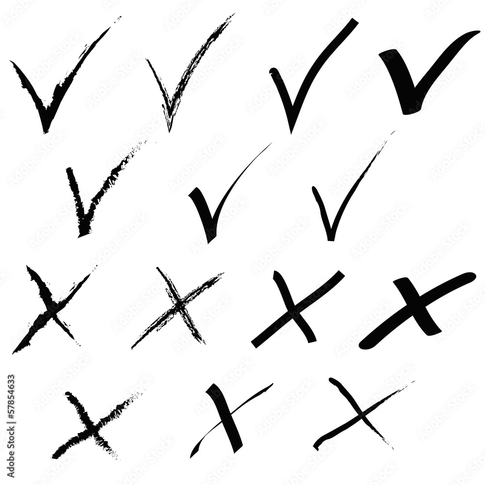 Grunge tick and cross Grunge tick and cross