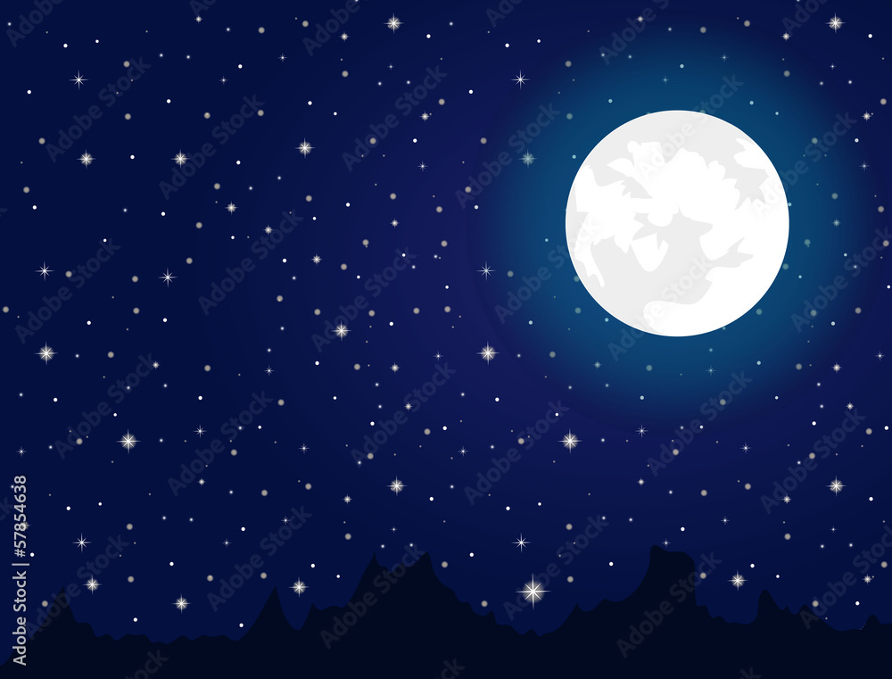 Bright moon and stars during night Bright moon and stars during night
