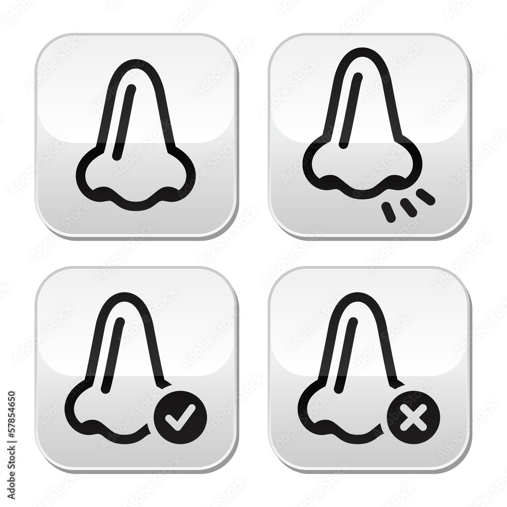 Nose smell vecotr buttons icons set Nose smell vecotr buttons icons set
