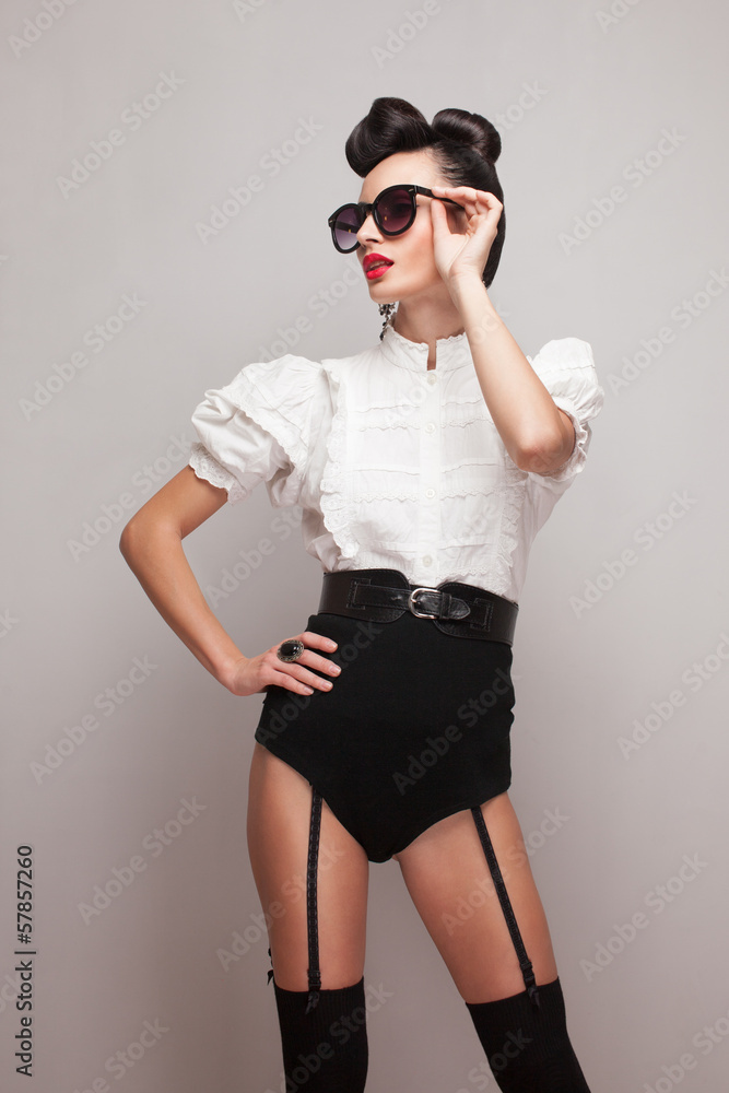 Fototapeta premium portrait of beautiful vintage styling model