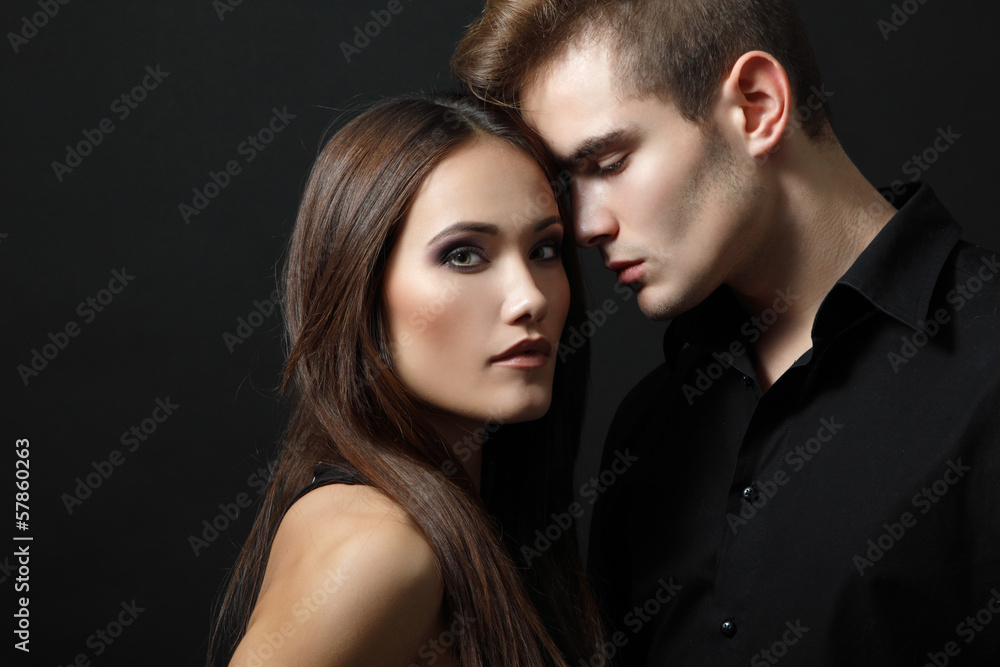 Sexy passion couple, beautiful young man and woman closeup, over Sexy passion couple, beautiful young man and woman closeup, over