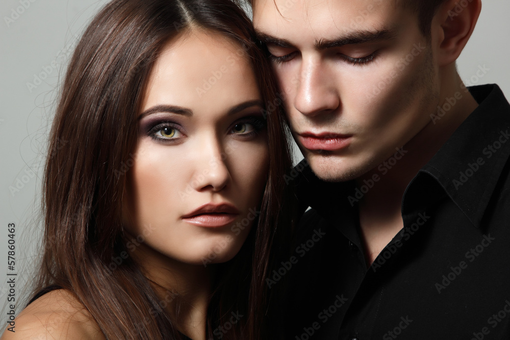 Sexy passion couple, beautiful young man and woman closeup Sexy passion couple, beautiful young man and woman closeup