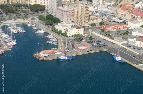 Aerial View of port  with yachts © M-Production