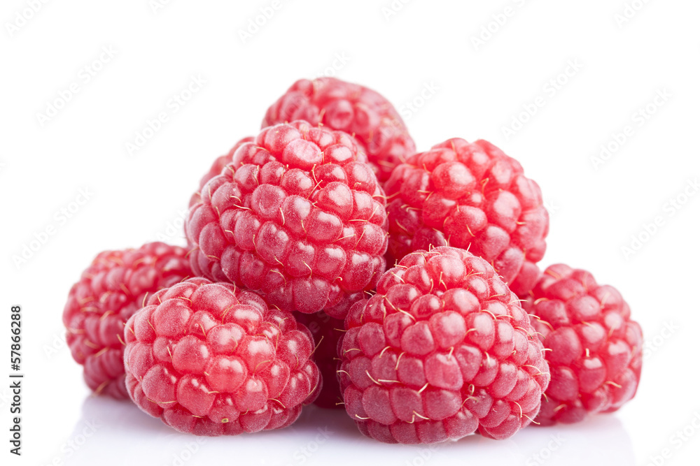 Ripe raspberrys isolated on a white background Ripe raspberrys isolated on a white background