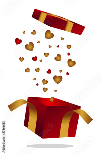 scatola da cui saltano fuori cuori