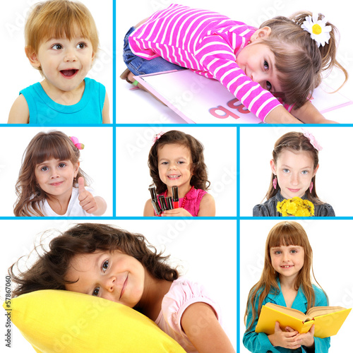 Collage of cute little chil...