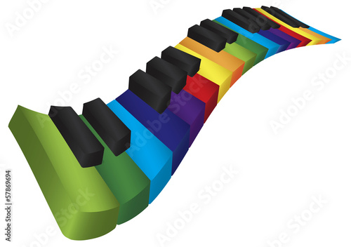 Piano Colorful Wavy Keyboard 3D Illustration