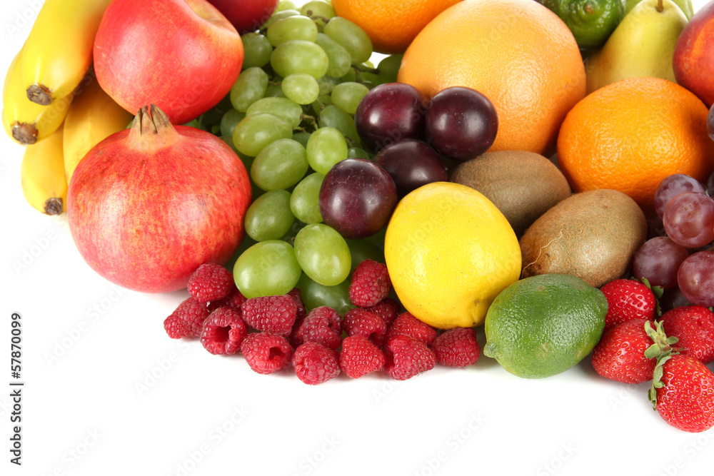 Different fruits on white background Different fruits on white background