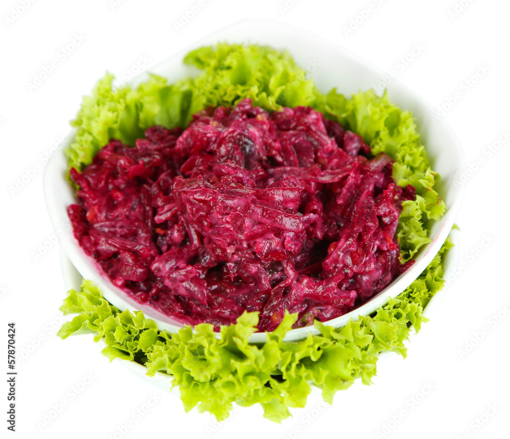 Beet salad on plates isolated on white Beet salad on plates isolated on white