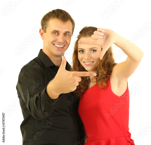 Young couple isolated on white