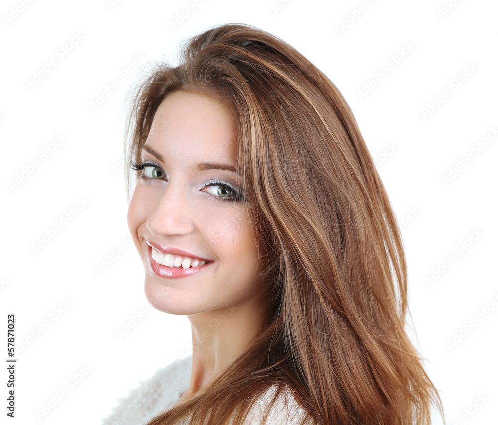 Beautiful smiling girl isolated on white Beautiful smiling girl isolated on white