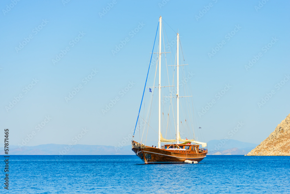 Sailing ship at anchor