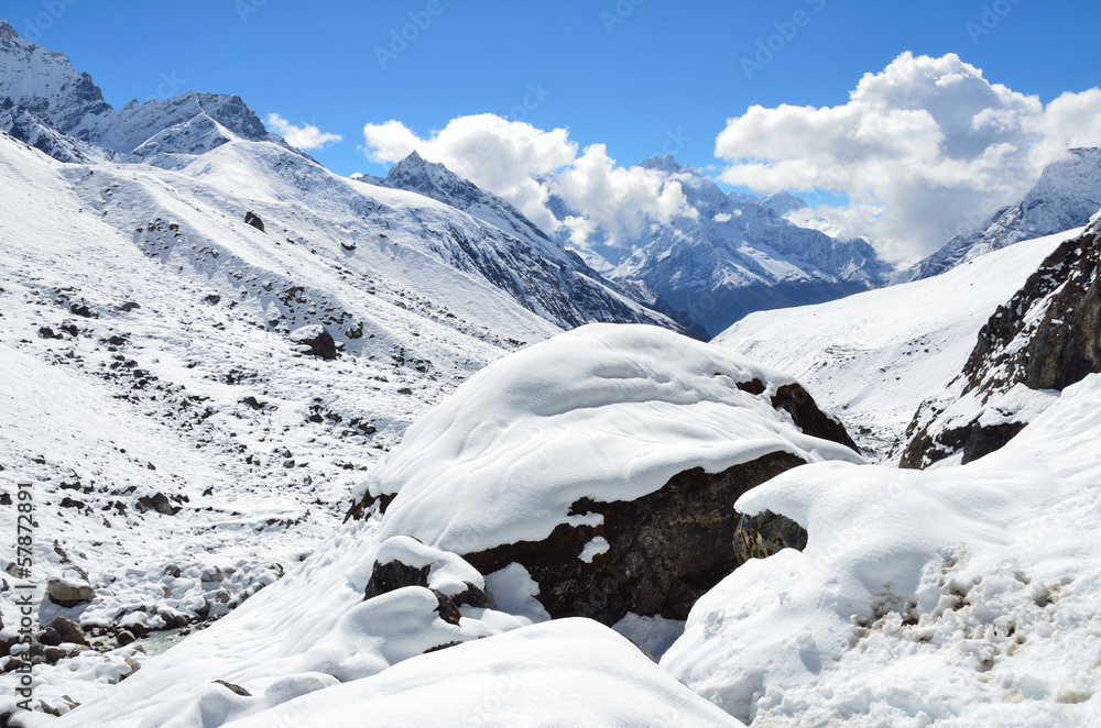 Непал, Гималаи, горный пейзаж на высоте 4500 над уровнем моря