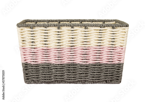 wicker laundry basket isolated on white