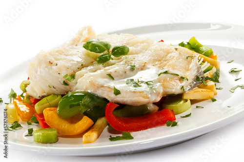 Fish dish - boiled fish fillet and vegetables