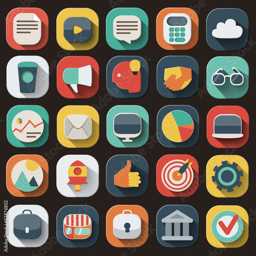 Business flat icons set