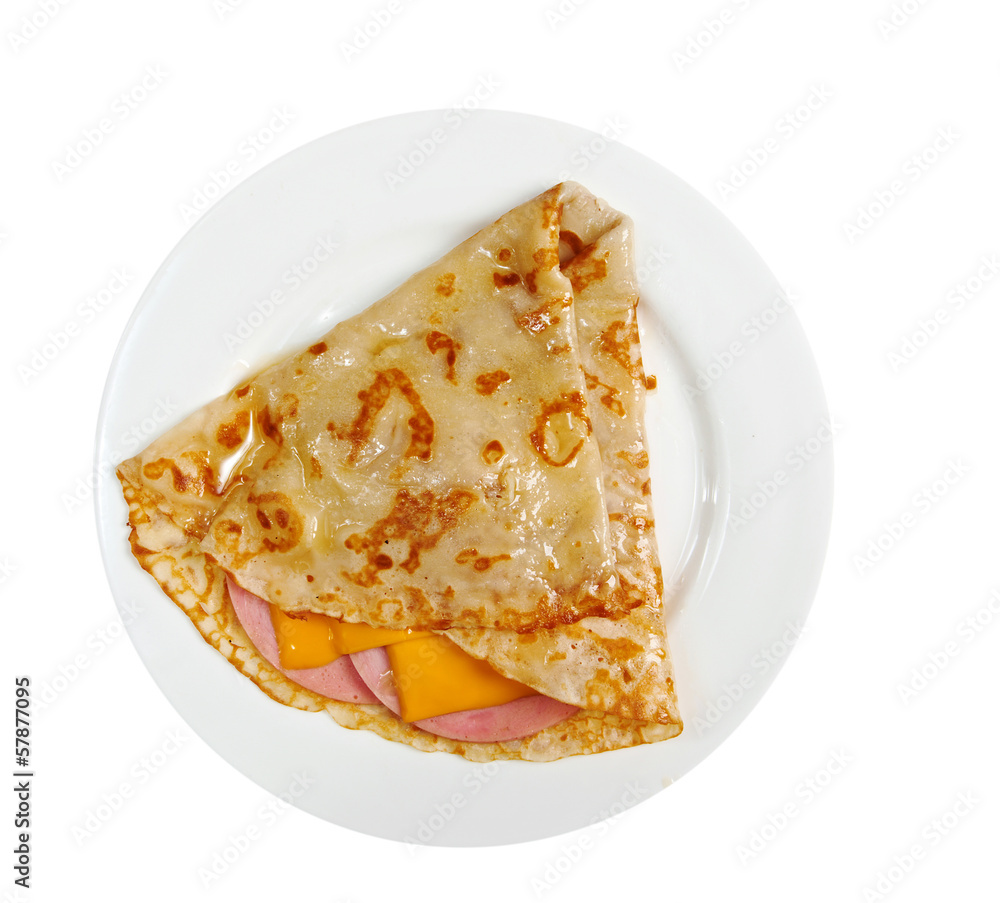 pancakes stuffed ham and cheese. pancakes stuffed ham and cheese.