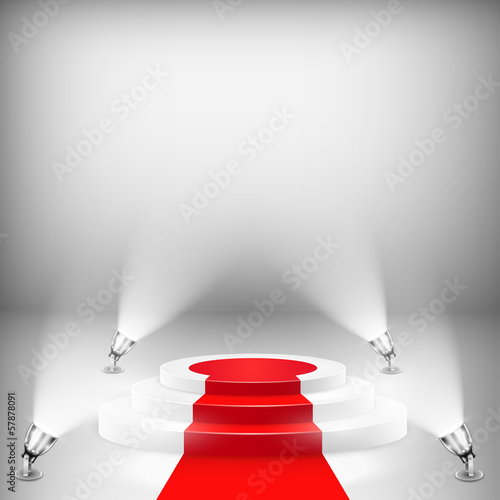 Illuminated Podium With Red Carpet