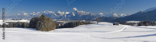panorama landscape in Bavaria at winter