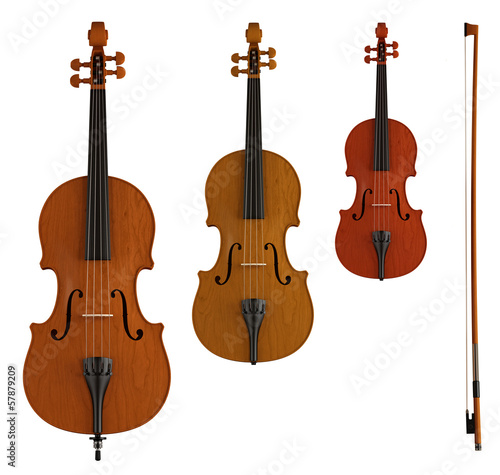 double bass, viola and violin
