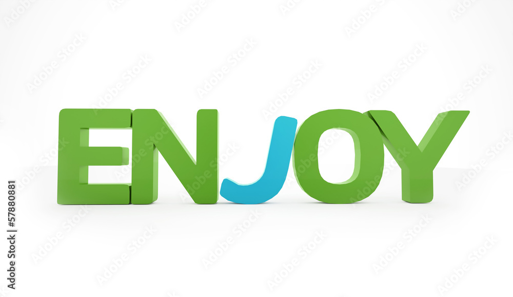Green and blue enjoy word concept isolated Green and blue enjoy word concept isolated