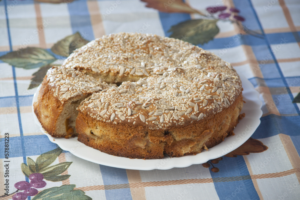 Apricot pie on plate Apricot pie on plate
