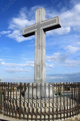 Stone cross on the hill in Budapest, Hungary